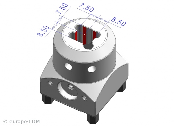Elektrodenhalter vierkant 15mm INOX