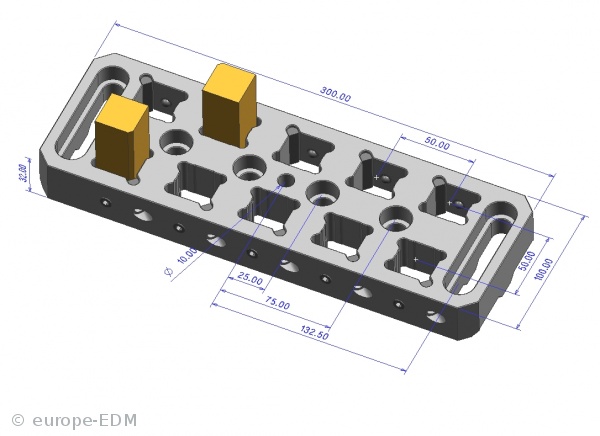 Leiste mit 10-fach Vierkant 25mm Spannsystem